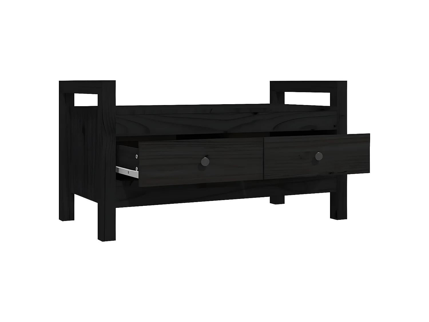 Flurbank Schwarz 80x40x43 cm Massivholz Kiefer