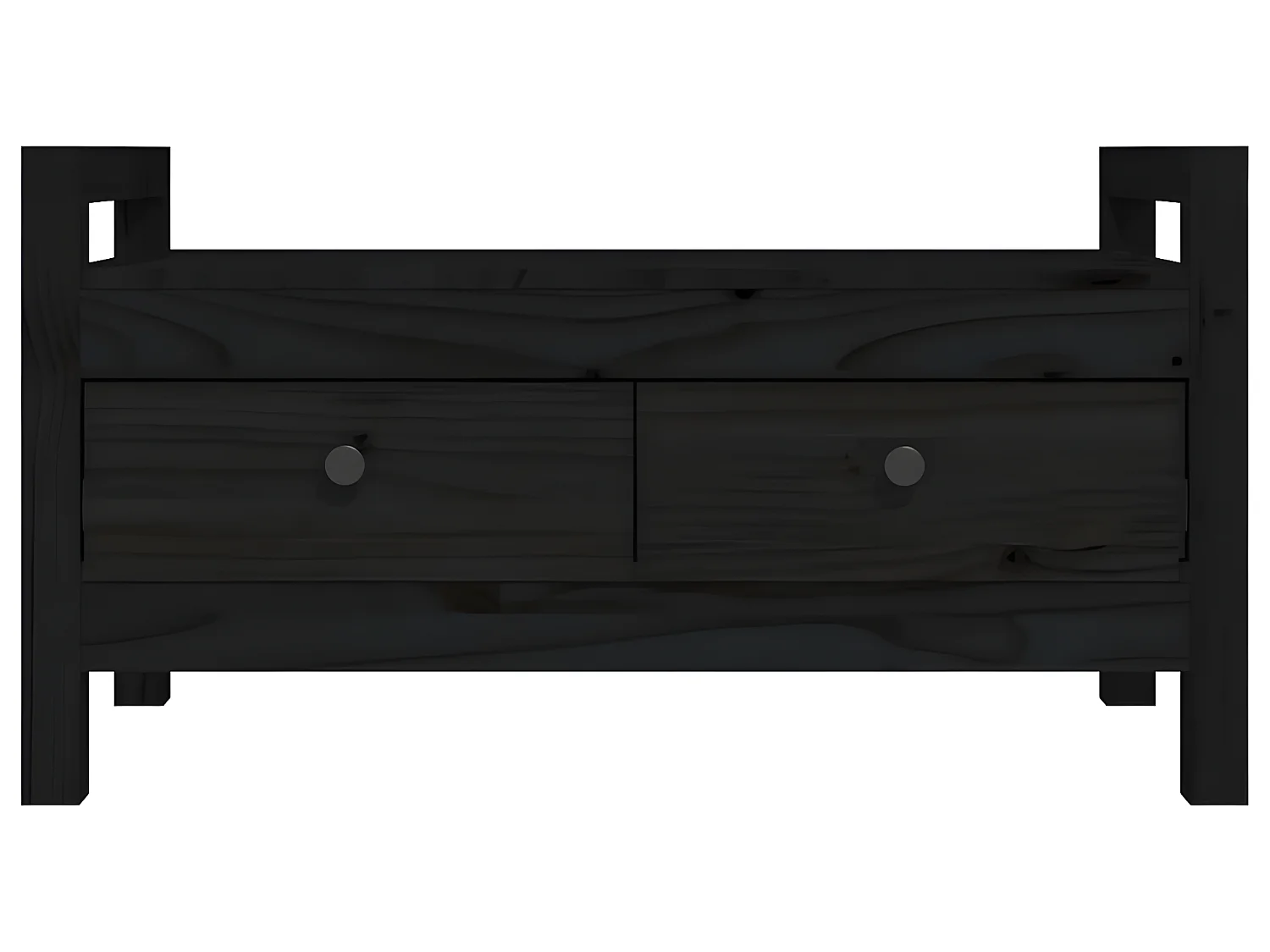 Flurbank Schwarz 80x40x43 cm Massivholz Kiefer