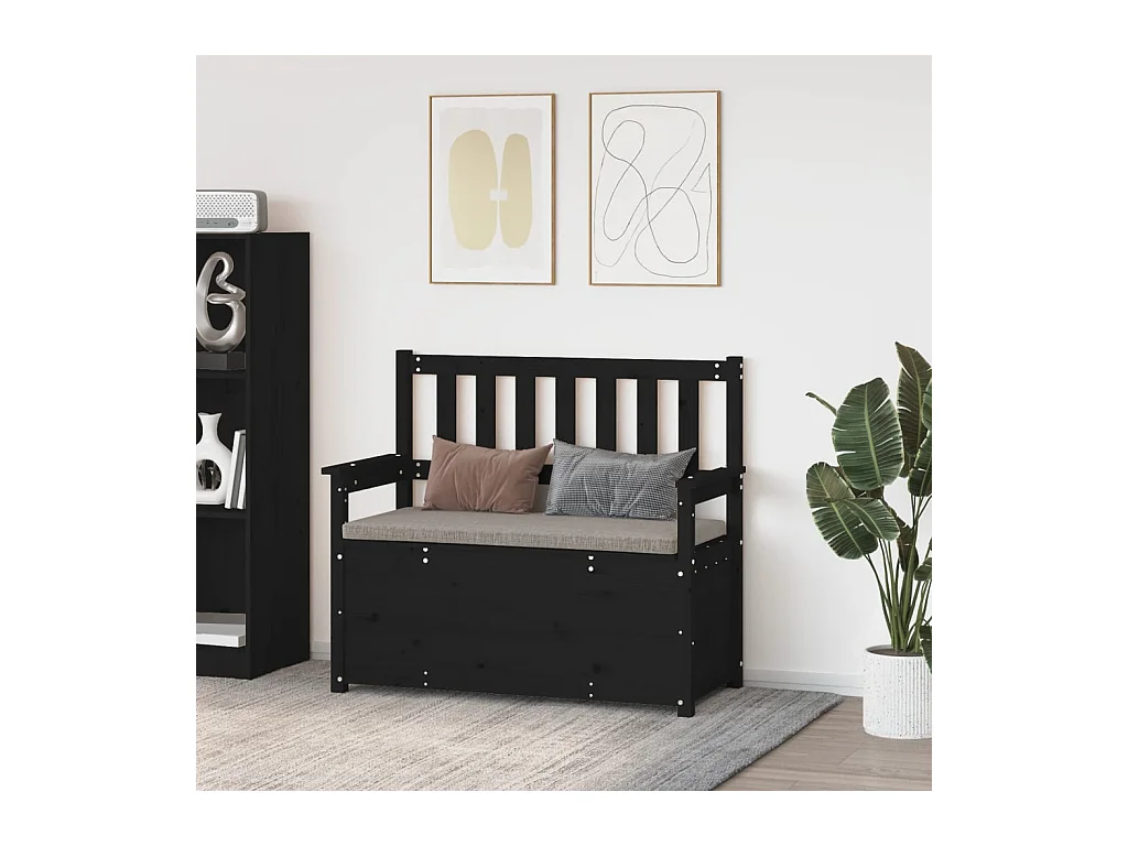 Banc Noir 112,5x51,5x96,5 cm Bois de pin massif