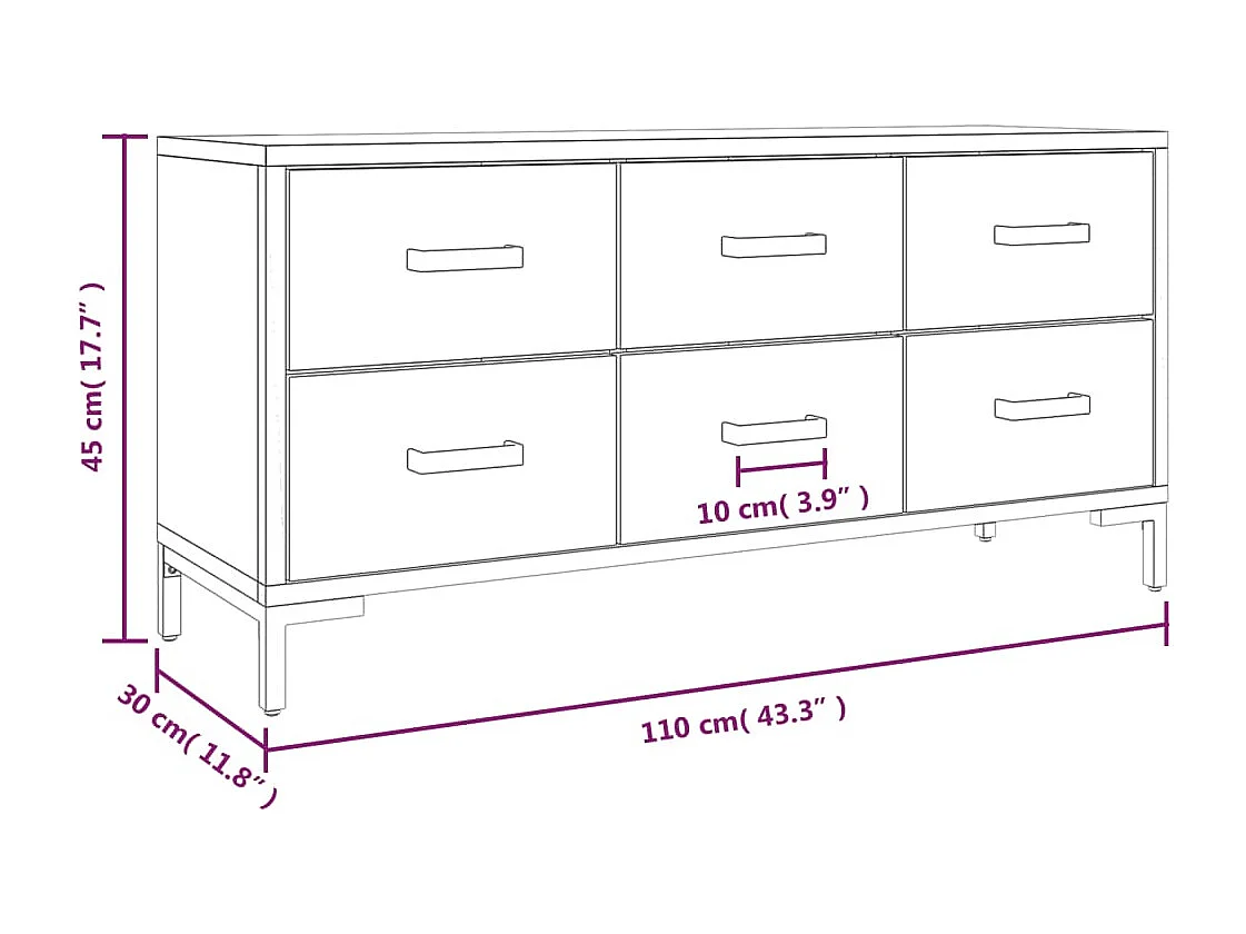 Opberkast 110x30x45 cm massief grenenhout zwart