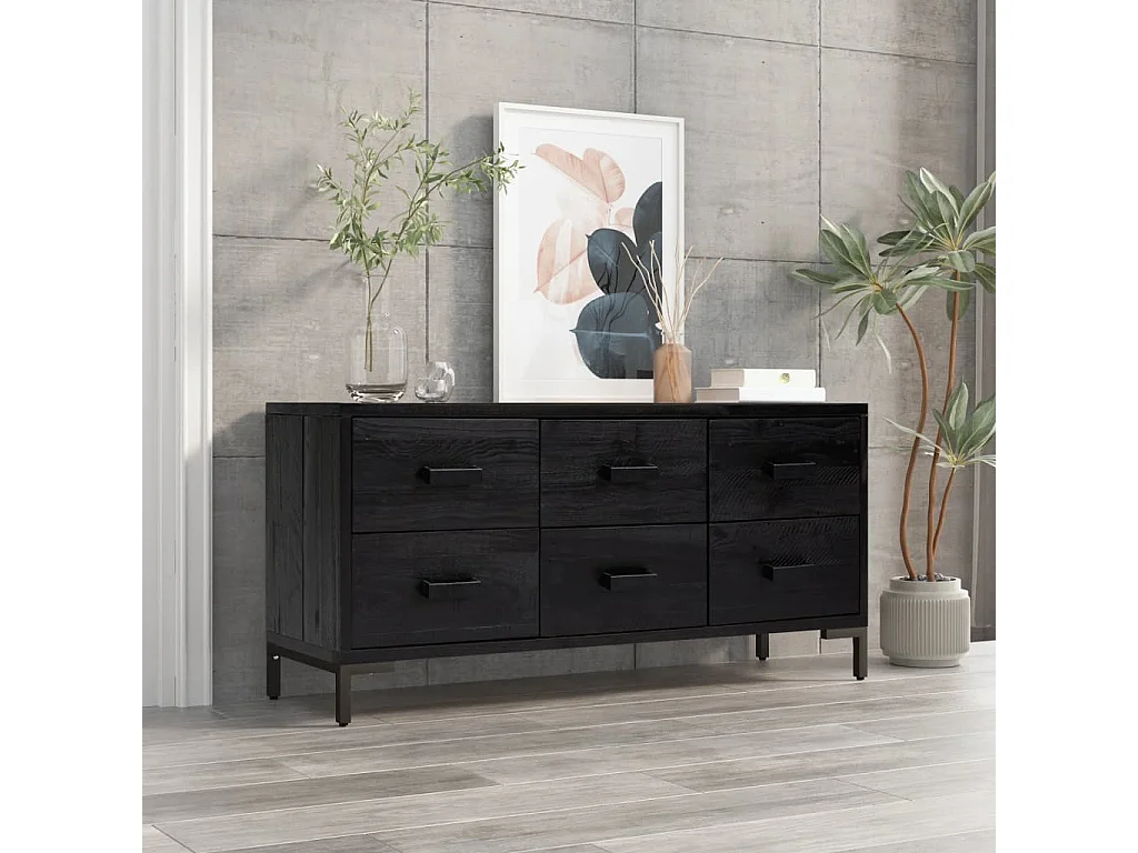 Opberkast 110x30x45 cm massief grenenhout zwart