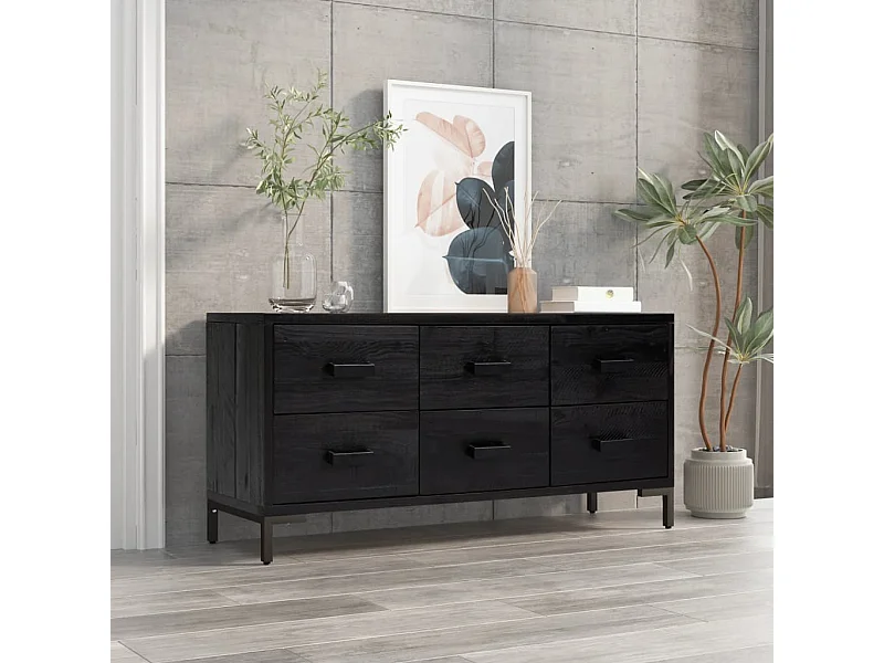 Armoire de rangement Noir 110x30x45 cm Bois de pin massif