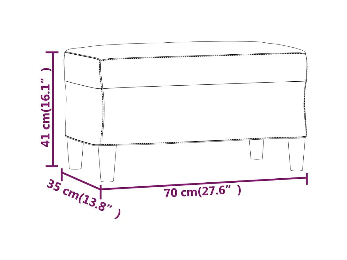 Banc Rouge bordeaux 70x35x41 cm Tissu