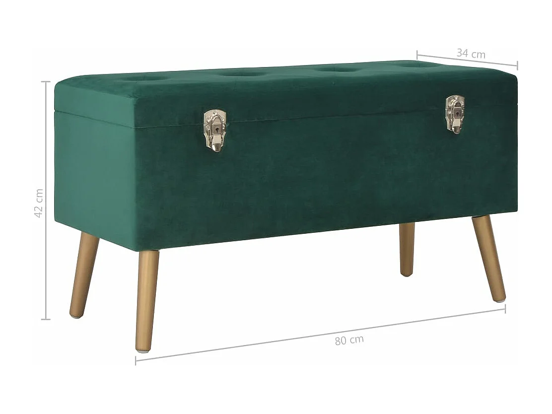 Panca con Vano Portaoggetti 80 cm Verde in Velluto