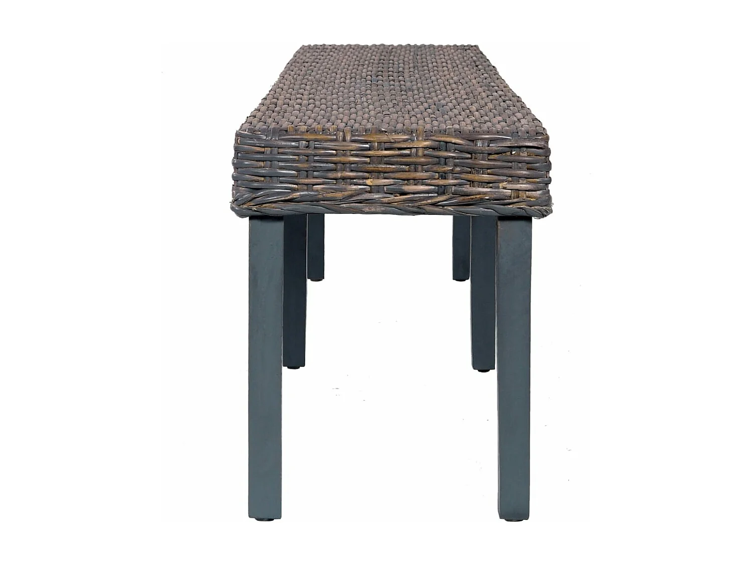Sitzbank 160 cm Grau Natur Kubu-Rattan und Massivholz Mango