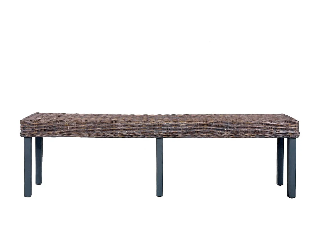Sitzbank 160 cm Grau Natur Kubu-Rattan und Massivholz Mango