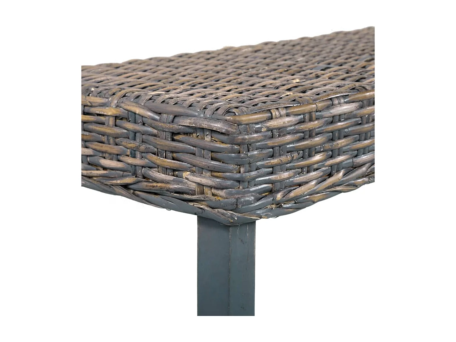 Sitzbank 160 cm Grau Natur Kubu-Rattan und Massivholz Mango