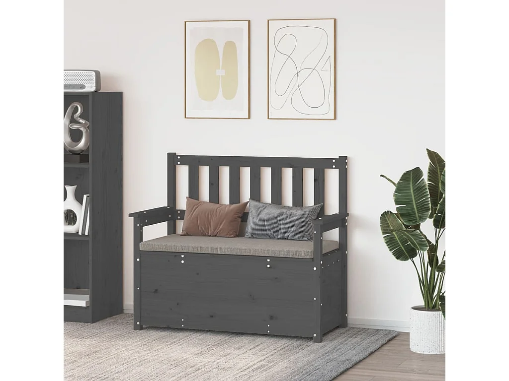 Sitzbank Grau 112,5x51,5x96,5 cm Massivholz Kiefer