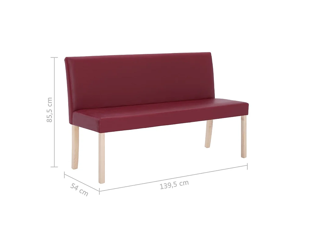 Banc 139,5 cm Rouge bordeaux Similicuir
