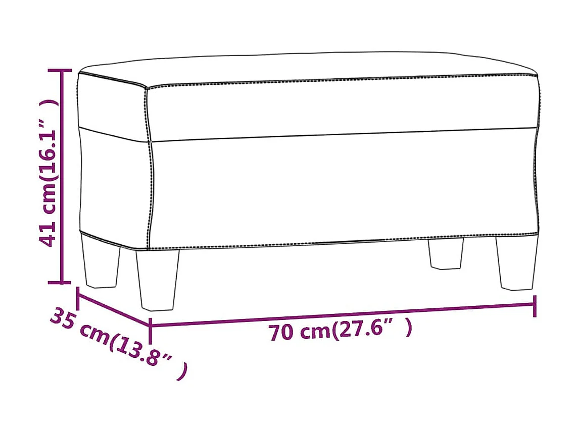 Banc Gris 70x35x41 cm Similicuir