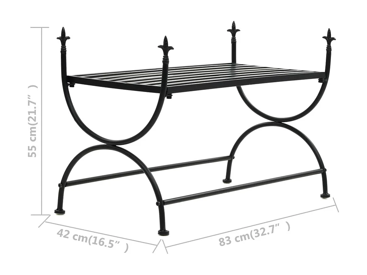 Banco estilo vintage metal 83x42x55 cm preto