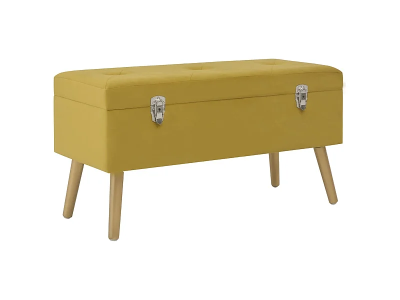 Panca con Vano Portaoggetti 80 cm Giallo Senape in Velluto