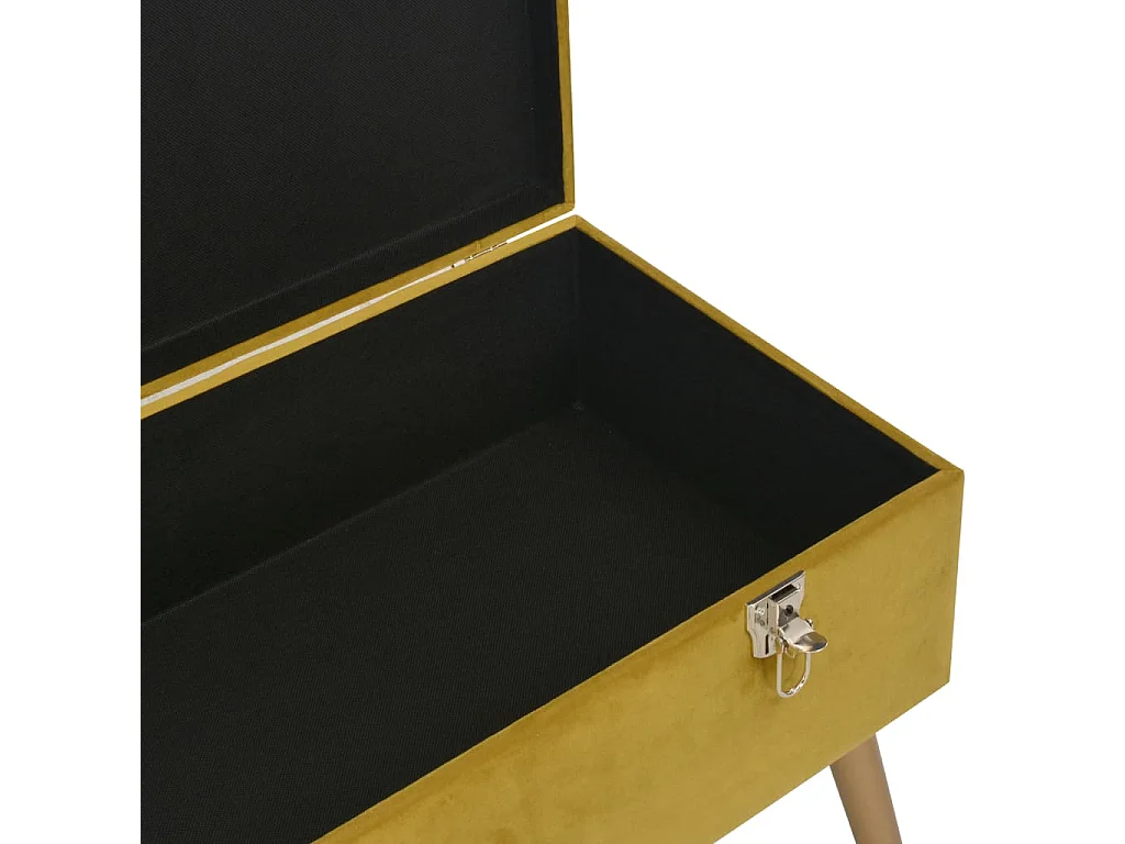 Banc avec compartiment de rangement 80cm Jaune moutarde Velours