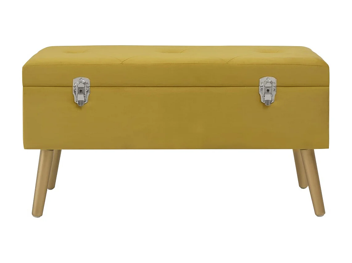 Banc avec compartiment de rangement 80cm Jaune moutarde Velours