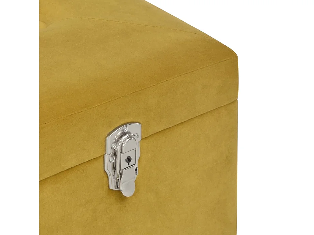 Banc avec compartiment de rangement 80cm Jaune moutarde Velours