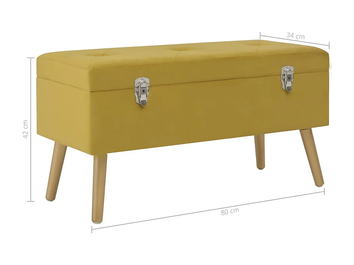 Banc avec compartiment de rangement 80cm Jaune moutarde Velours