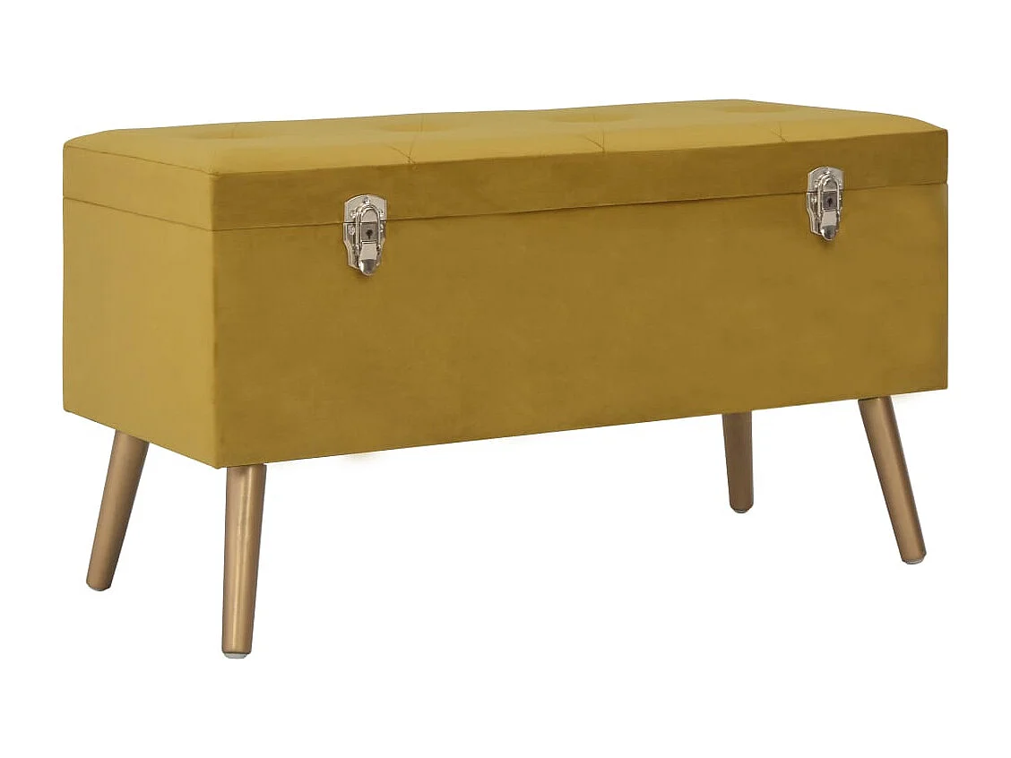 Tabourets de rangement lot de 3 Jaune moutarde Velours