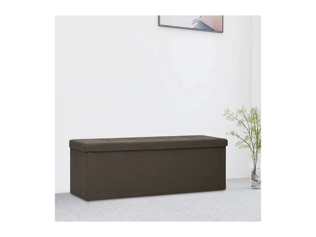 Banc de rangement pliable Marron foncé Faux lin