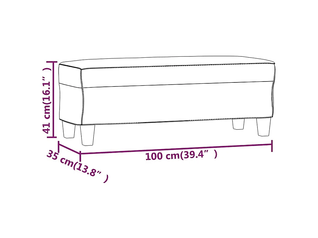 Banc Noir 100x35x41 cm Similicuir
