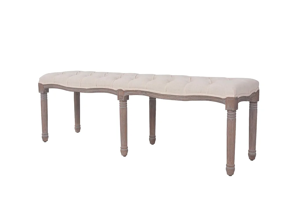 Banc Lin Bois massif 150 x 40 x 48 cm Blanc crème