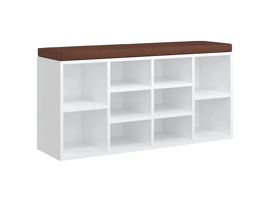 Panca Porta Scarpe Bianco Lucido 103x30x48 cm Legno Multistrato