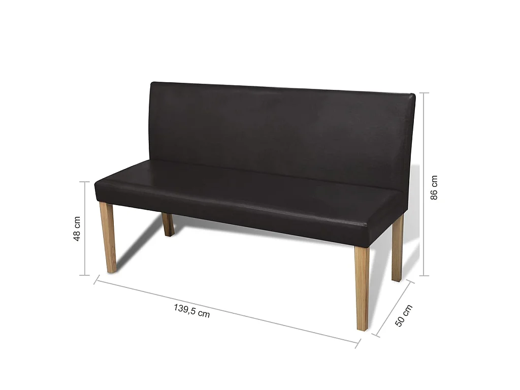 Banc 139,5 cm Marron foncé Similicuir