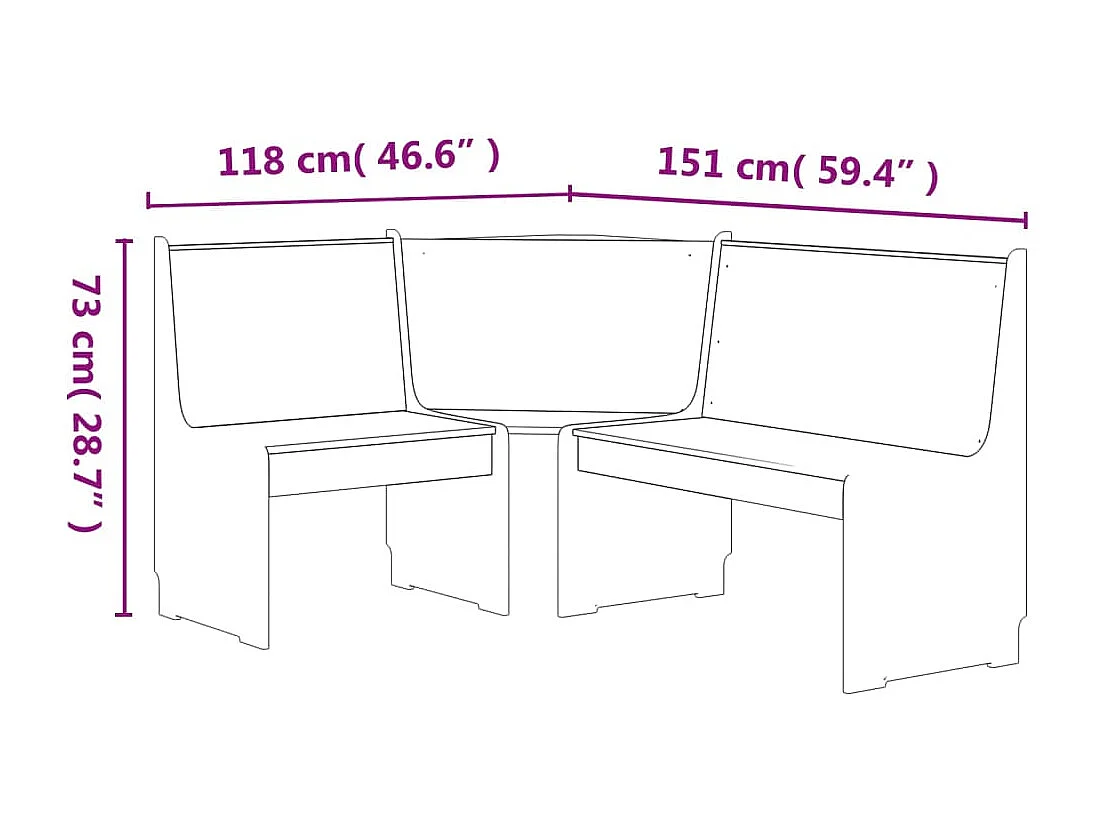 Hoekbank REINE 151 cm massief grenenhout honingbruin