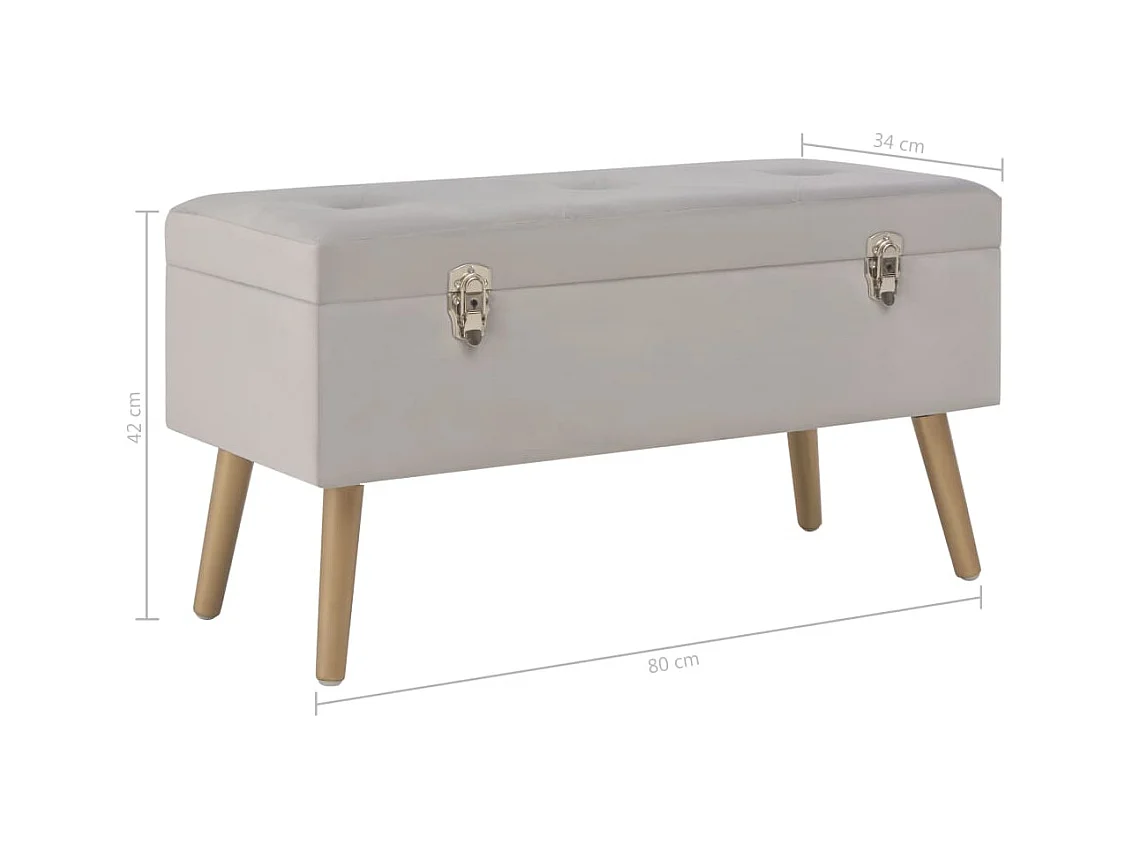 Bankje met opbergvak 80 cm fluweel grijs