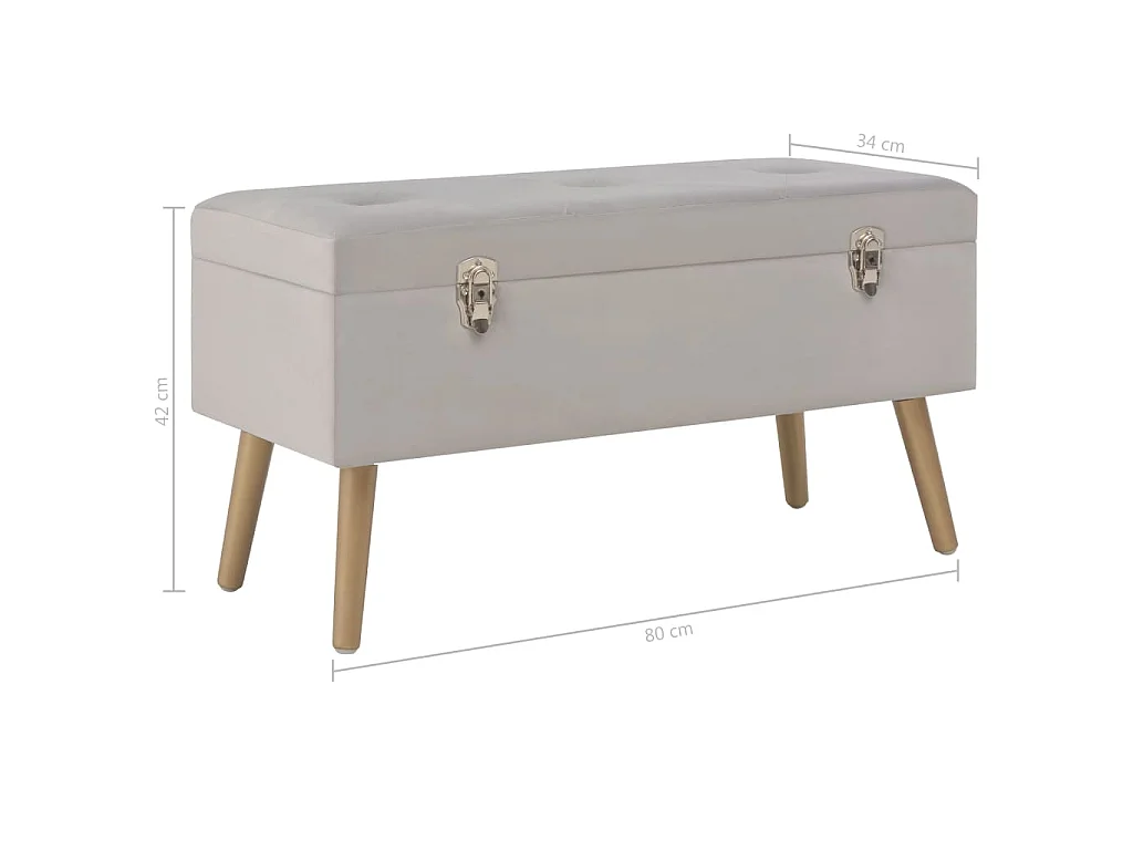 Panca con Vano Portaoggetti 80 cm Grigio in Velluto