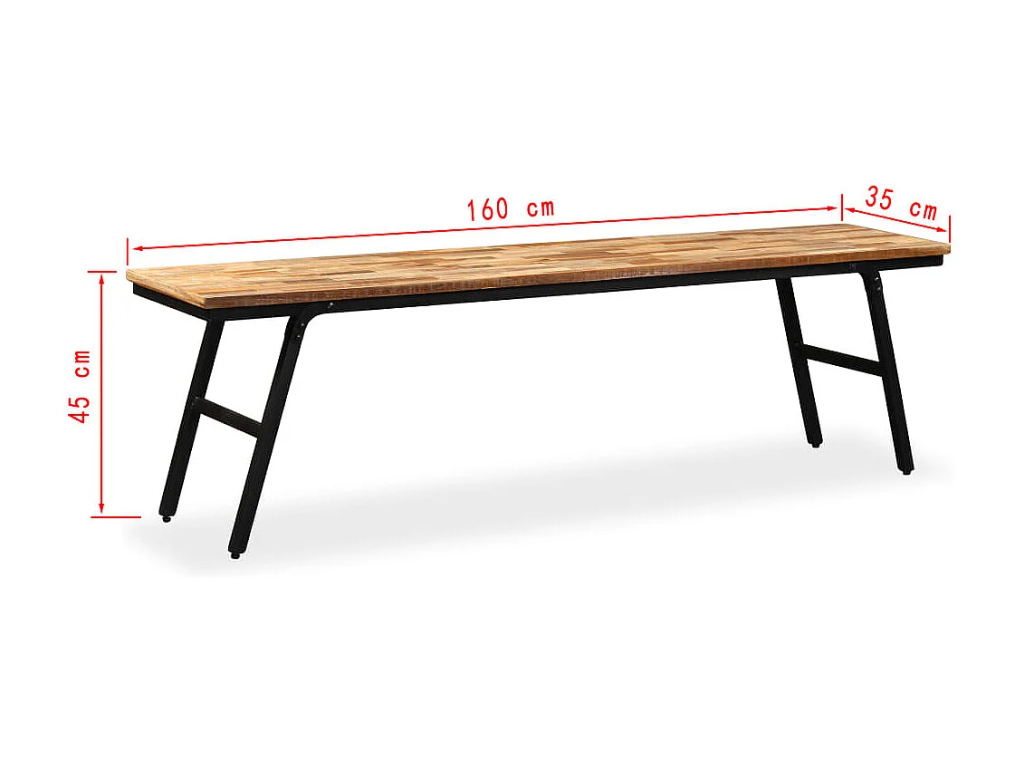 Panca in Legno di Teak di Recupero e Acciaio 160x35x45 cm