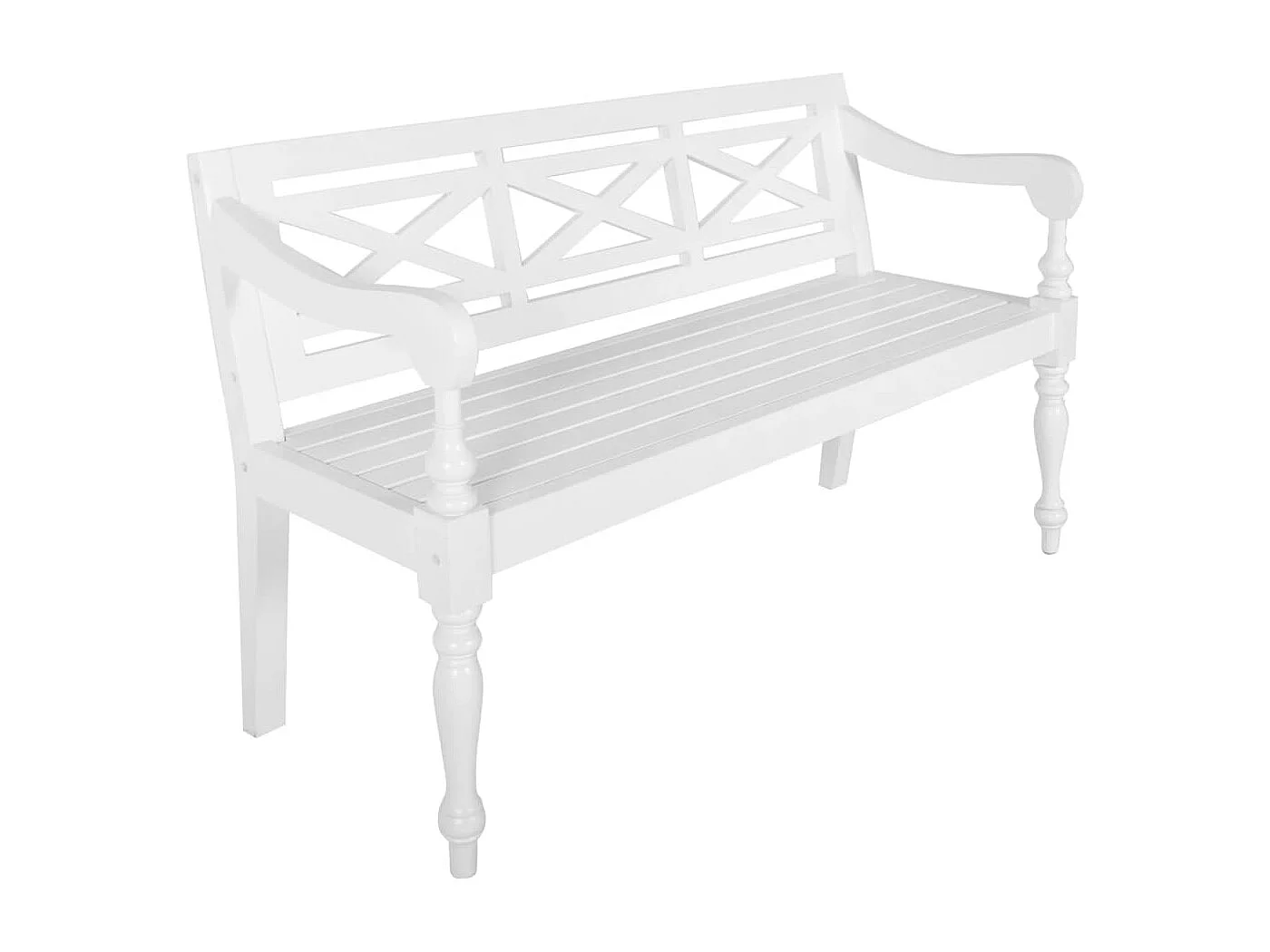 Banc Batavia 123 cm Bois d'acajou massif Blanc