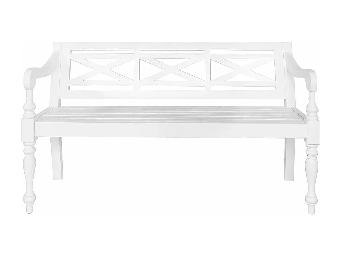 Banc Batavia 123 cm Bois d'acajou massif Blanc