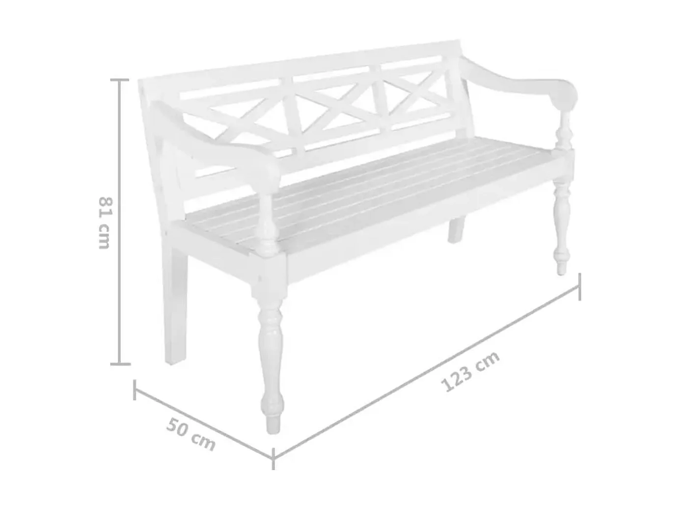 Banc Batavia 123 cm Bois d'acajou massif Blanc