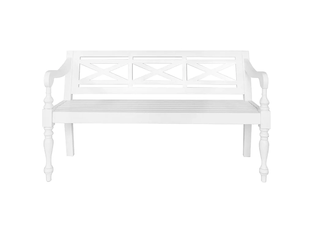Bank Batavia 123 cm massief mahoniehout wit