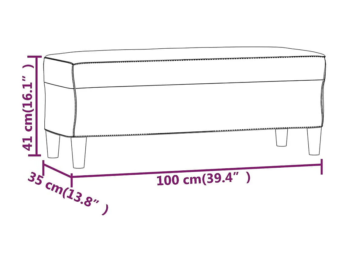 Sitzbank Creme 100x35x41 cm Kunstleder