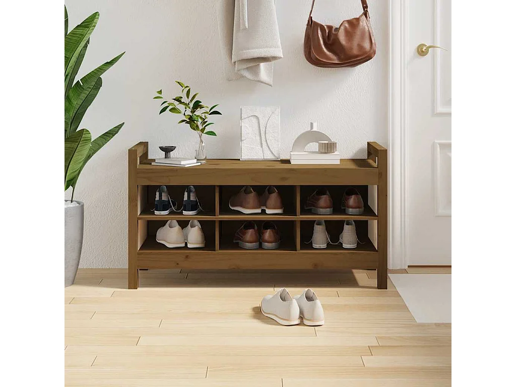 Halbankje 110x40x60 cm massief grenenhout honingbruin