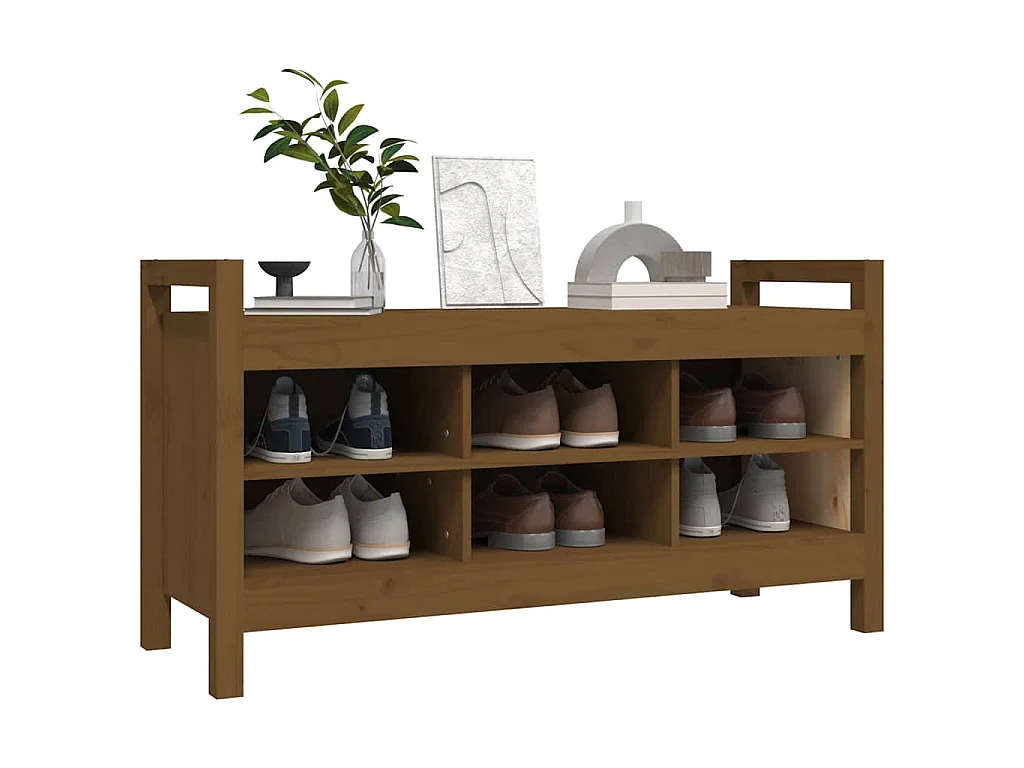 Halbankje 110x40x60 cm massief grenenhout honingbruin
