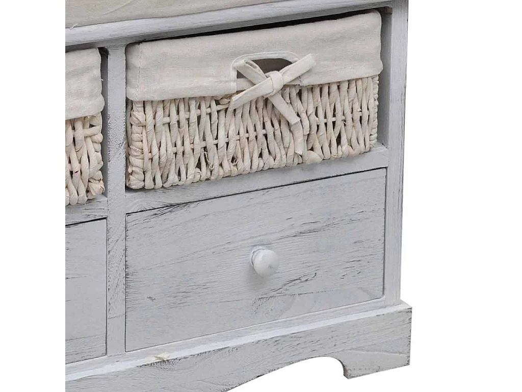 Sitzbank mit Stauraum Weiß 62×33×42 cm Paulownia Holz