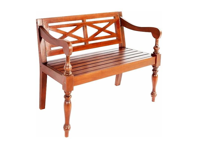 Panchina Batavia 98 cm Legno Massello di Mogano Marrone Scuro