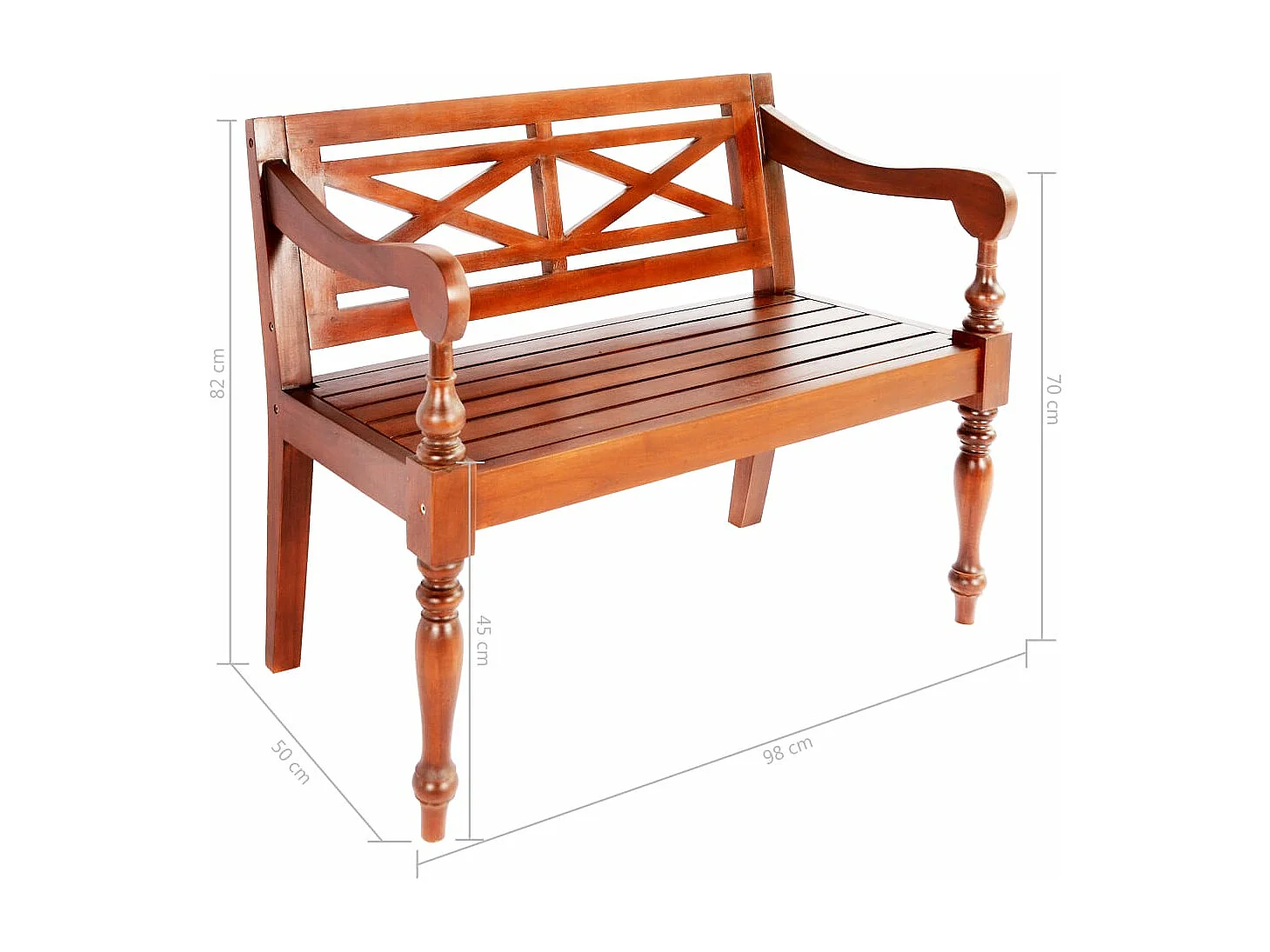 Banc Batavia 98 cm Bois d'acajou massif Marron foncé