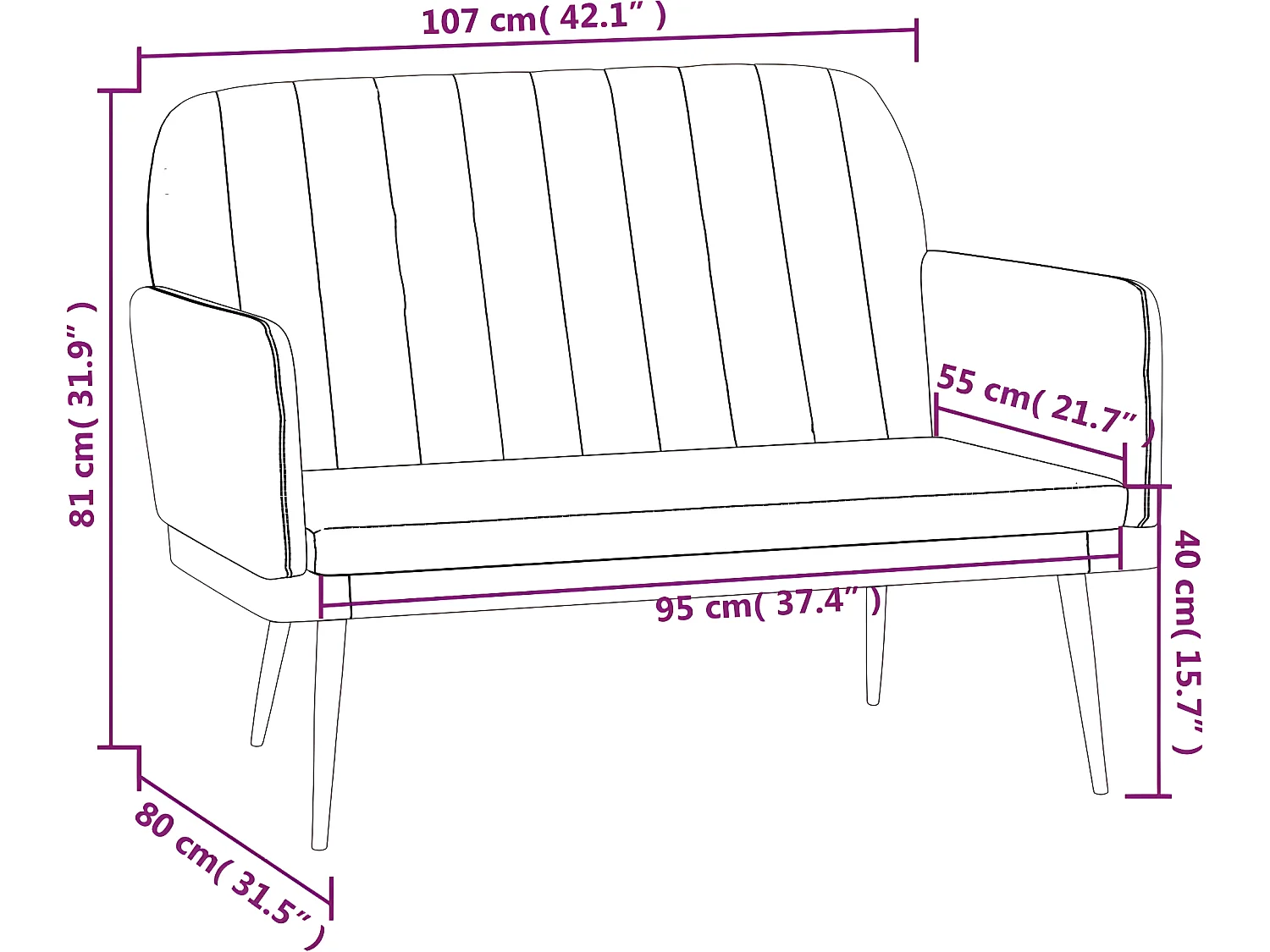 Banc Cappuccino 107x80x81 cm Similicuir