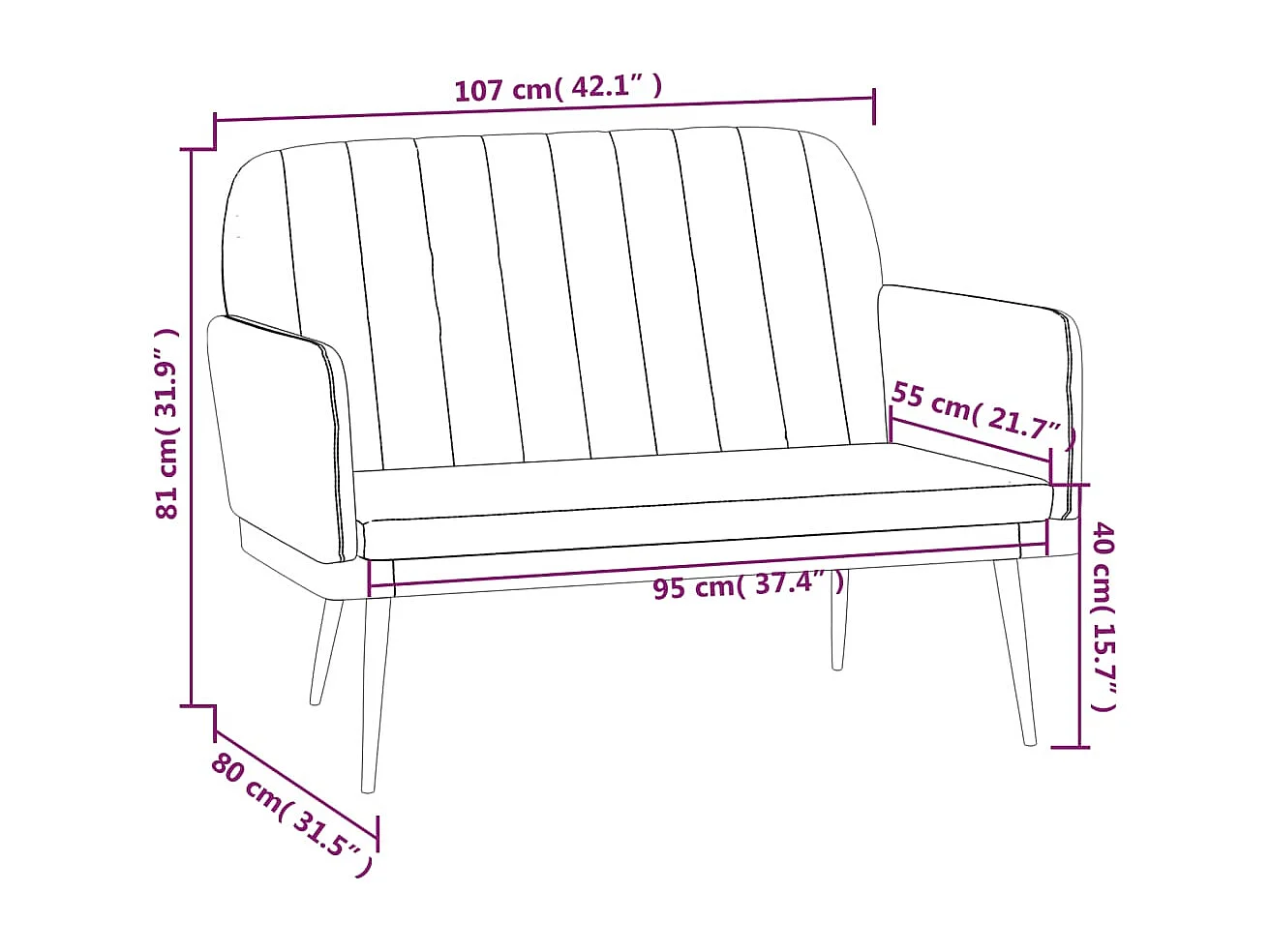 Banc Cappuccino 107x80x81 cm Similicuir