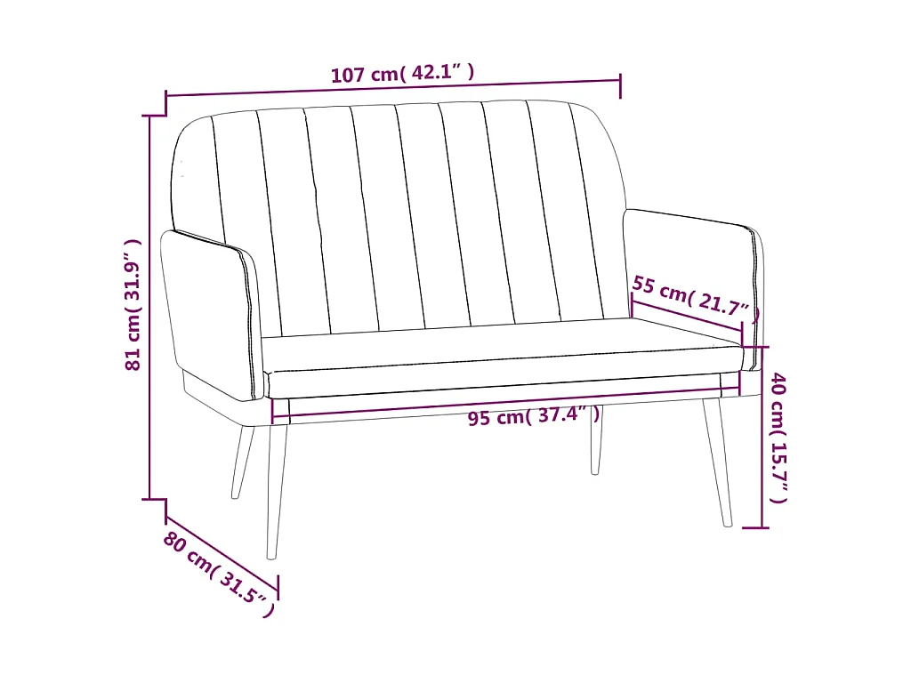 Sitzbank Cappuccino-Braun 107x80x81 cm Kunstleder