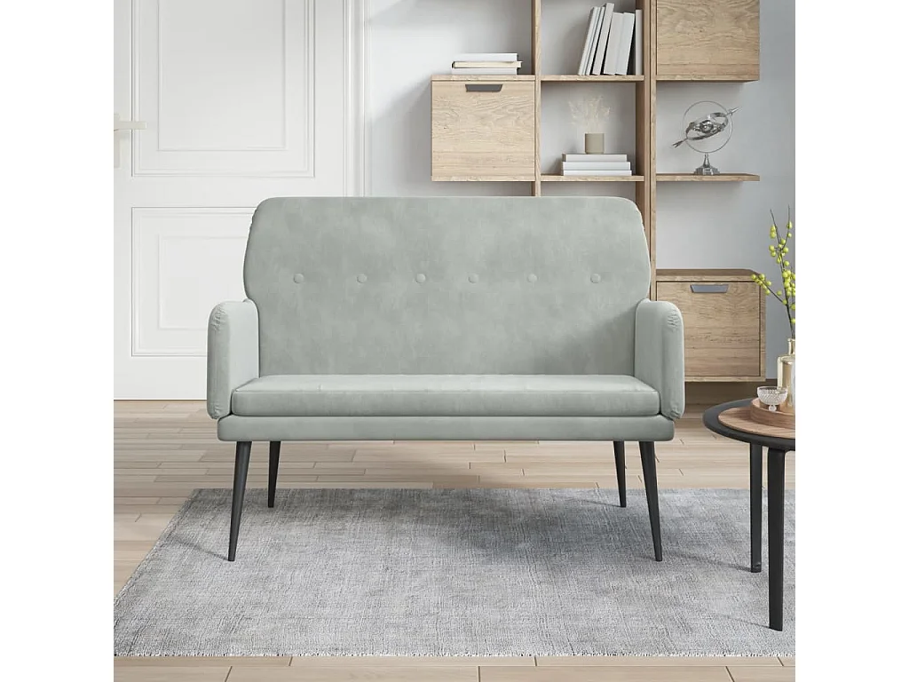 Sitzbank Hellgrau 108x79x79 cm Samt