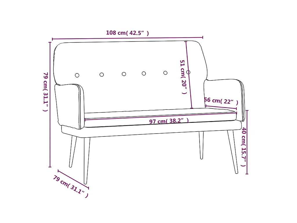 Sitzbank Hellgrau 108x79x79 cm Samt
