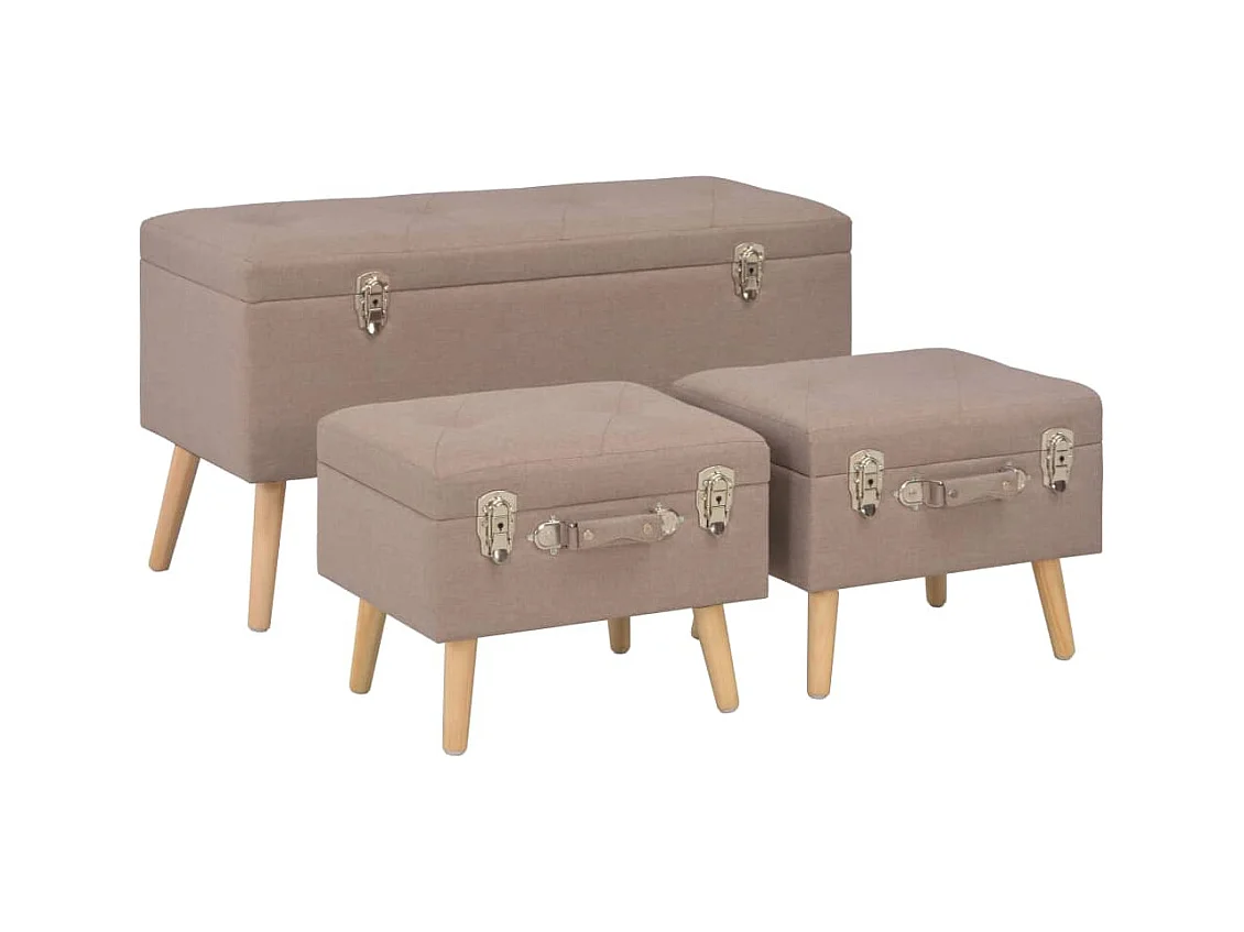 Tabourets de rangement lot de 3 Marron Tissu