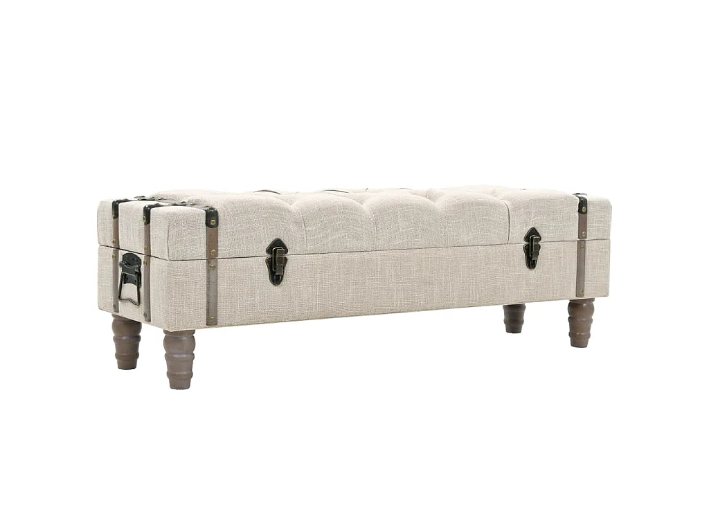 Banc de rangement Bois massif et acier 111x34x37 cm