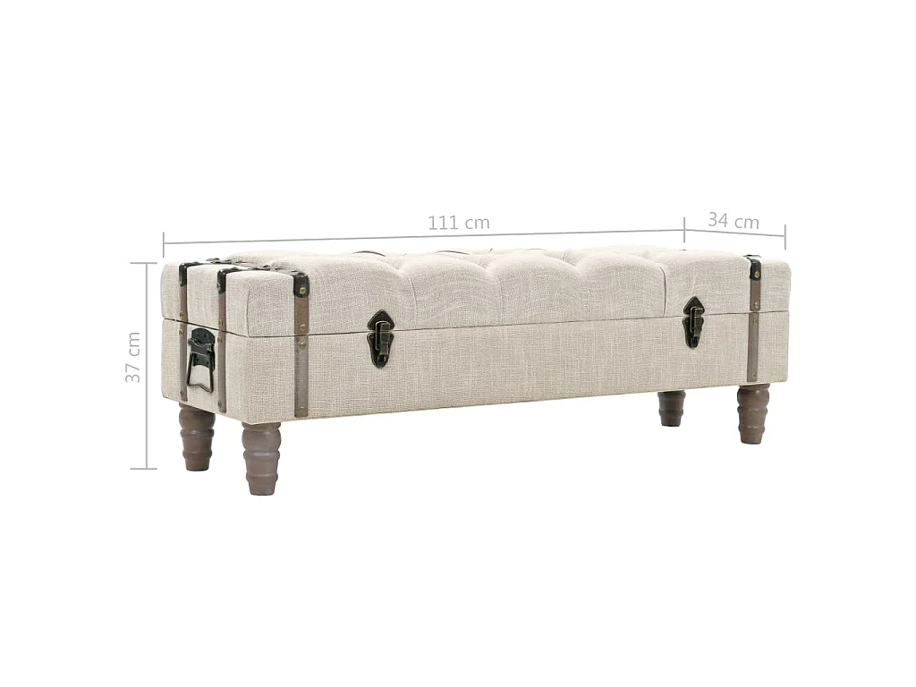 Banc de rangement Bois massif et acier 111x34x37 cm