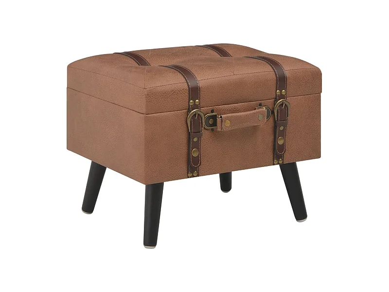 Sgabello con Contenitore 40 cm in Similpelle Marrone