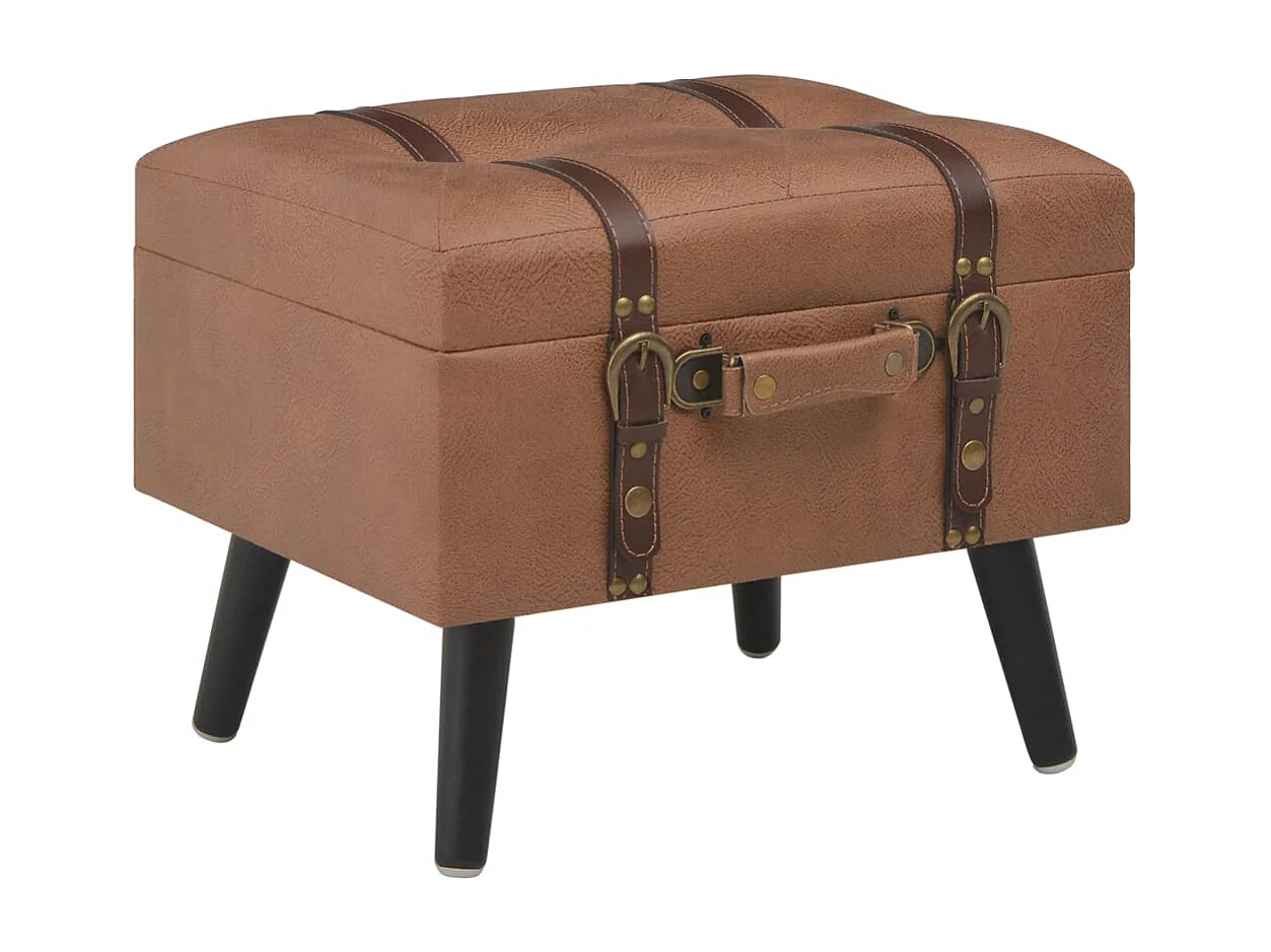 Banco de arrumação 40 cm couro artificial castanho